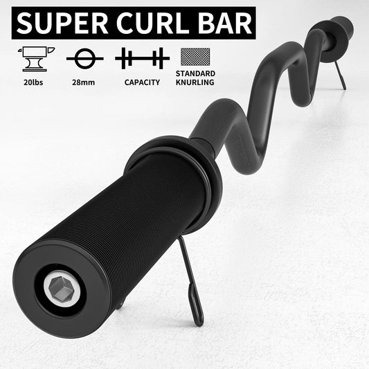 48" Olympic Barbell Curl Bar EZ Bar Strength Training Bar Threaded Chrome Barbell Bar for Weightlifting, 440-Pound Capacity, Black