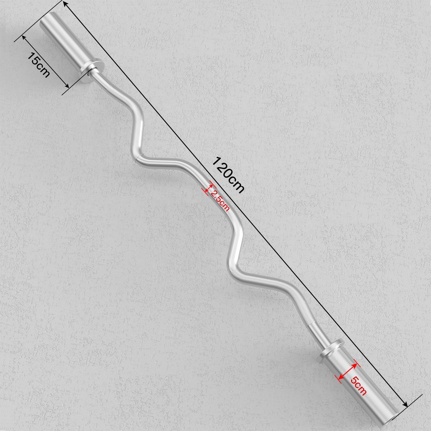 48" Olympic Barbell Curl Bar EZ Bar Strength Training Bar Threaded Chrome Barbell Bar for Weightlifting, 440-Pound Capacity, Silver